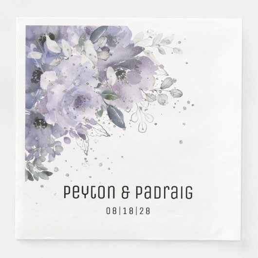 Sparkling Silver Mauve Wedding Dinner Napkins Serviette (Vorderseite)