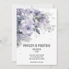 Sparkling Silver Mauve Wedding Einladung