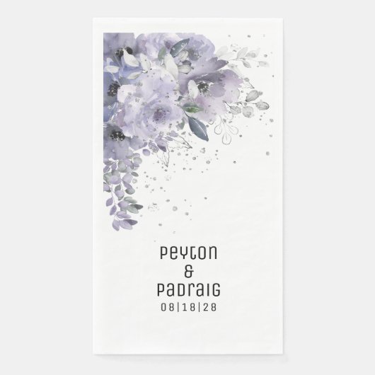Sparkling Silver Mauve Wedding Long Dinner Napkins Serviette (Vorderseite)