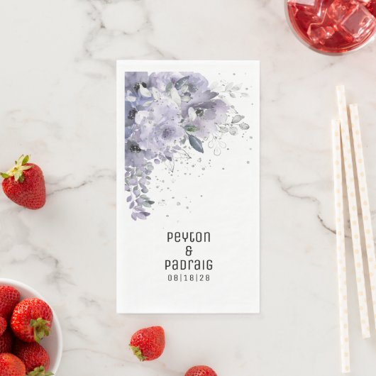 Sparkling Silver Mauve Wedding Long Dinner Napkins Serviette (Beispiel)