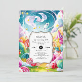 Sparkling Simple Candyland Birthday Einladung (Stehend Vorderseite)