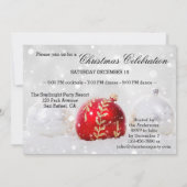 Sparkling Snow Christmas Baubles Party Einladung (Rückseite)