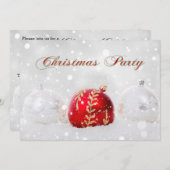 Sparkling Snow Christmas Baubles Party Einladung (Vorne/Hinten)