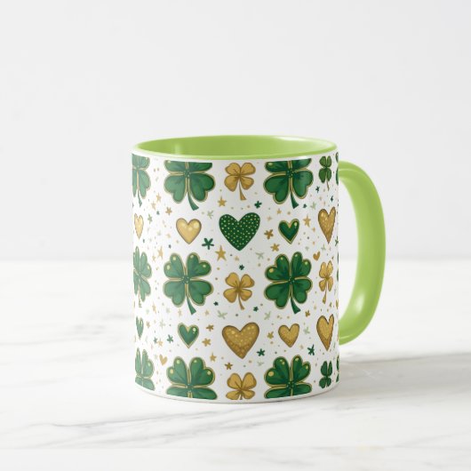 Sparkling St. Patrick's Pattern Design Tasse (VorderseiteRechts)