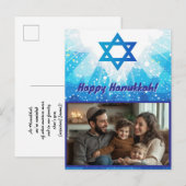 🕎 Sparkling Star Hanukkah Foto Postkarte (Vorne/Hinten)