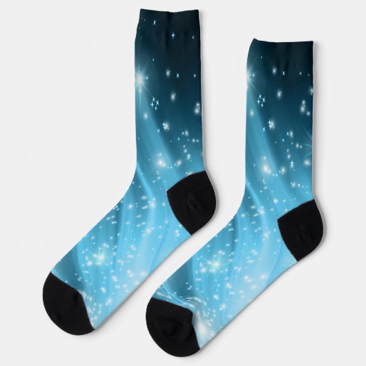 Sparkling Starry Night Sky Blue Gradient Crew Sock Socken (Linkes Detail)