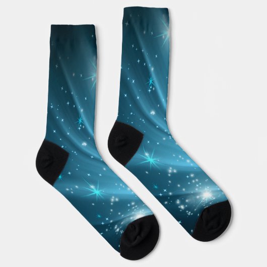Sparkling Starry Night Sky Blue Gradient Crew Sock Socken (Rechts)