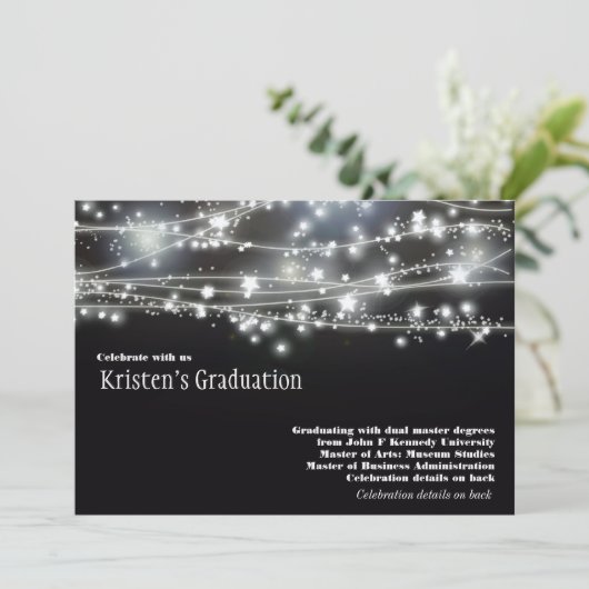 Sparkling Stars Abschluss Einladung (Stehend Vorderseite)