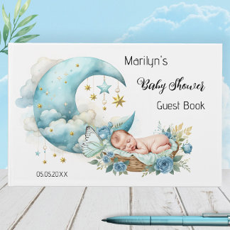 Sparkling Stars und Moon Boy Babydusche Gästebuch