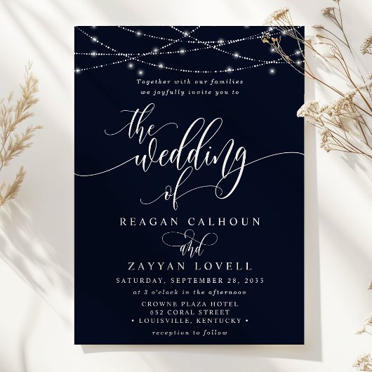 Sparkling String Lights Elegante Hochzeit der Mari Einladung