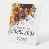Sparkling Sun & Wine Guest Book Pedestal Zeichen Sockelschild (Vorderseite)