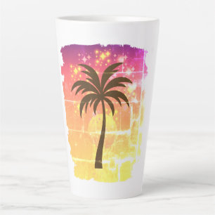 Sparkling Sunset Palm Tree   Tropical Paradise Sil Milchtasse