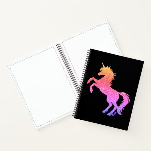 Sparkling Sunset Unicorn Black Notebook von Mei Yu Notizblock (Innenseite)