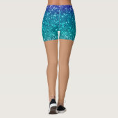 Sparkling Teal Blue Glitter Skin Tone Women's Leggings (Rückseite)