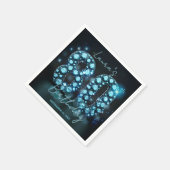 Sparkling Turquoise Black Diamond 80th Birthday Serviette (Ecke)