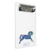Sparkling Unicorn Girls Personalisierte Schule Mini Klemmbrett (Schrägansicht)