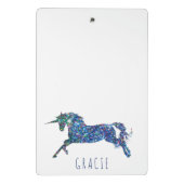 Sparkling Unicorn Girls Personalisierte Schule Mini Klemmbrett (Rückseite)