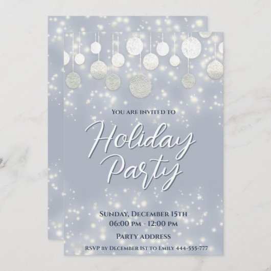 Sparkling Weihnachtsbällchen Feiertag Party Einladung (Vorne/Hinten)