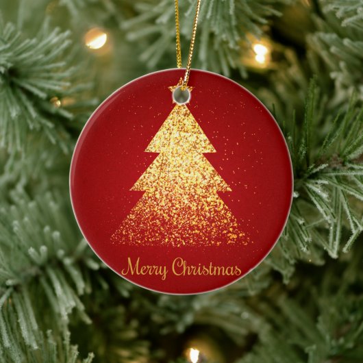 Sparkling Weihnachtsbaum Golden Red Keramik Ornament (Baum)