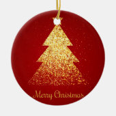 Sparkling Weihnachtsbaum Golden Red Keramik Ornament (Vorne)