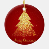 Sparkling Weihnachtsbaum Golden Red Keramik Ornament (Hinten)