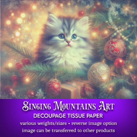 Sparkling Weihnachtsbaum Sweet Kitten Decoupage Seidenpapier