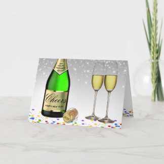 Sparkling Wein Flasche glücklich Neues Jahr 2025 Feiertagskarte