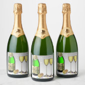 Sparkling Wein Flasche glücklich Neues Jahr 2025 Schaumweinetikett (Flaschen)