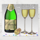 Sparkling Wein Flasche glücklich Neues Jahr 2025 Schaumweinetikett (Einzelnes Label)
