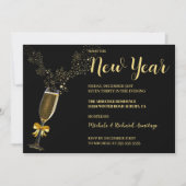 Sparkling Wein Neujahr Einladung (Vorderseite)