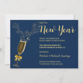 Sparkling Wein Neujahr Einladung (Vorderseite)