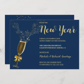 Sparkling Wein Neujahr Einladung (Vorne/Hinten)