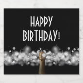 Sparkling Weinblasen auf Personalisiertem Schwarze Schaumweinetikett (Einzelnes Label)