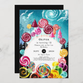 Sparkling Whimsical Candyland Birthday Einladung (Vorne/Hinten)