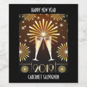 Sparkling Wine and Fireworks Silvester 2019 Weinetikett (Einzelnes Label)