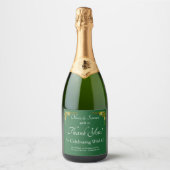 Sparkling Wine Bottle Labels, Emerald Green & Gold Schaumweinetikett (Vorderseite)