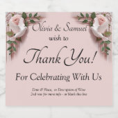 Sparkling Wine Bottle Labels, Pink Roses & Doves Schaumweinetikett (Einzelnes Label)