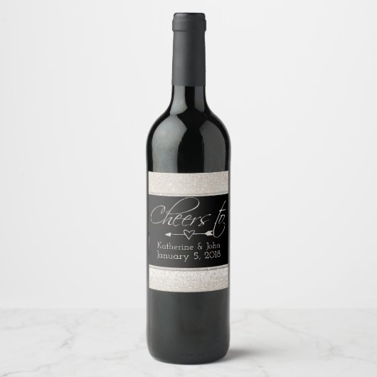 Sparkling Wine Glitzer Look Hochzeitweiliges Weinl Weinetikett (Vorderseite)