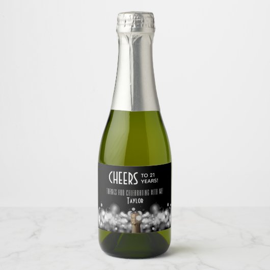 Sparkling Wine on Black Gastgeschenk Mini Schaumweinetikett (Vorderseite)