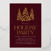 Sparkling Winter Pine Burgund Feierabend Folieneinladung (Vorderseite)