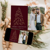 Sparkling Winter Pine Burgund Frohe Weihnachten