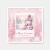 Sparkling Winter Scene Pinkmas Christmas Napkins  Serviette (Vorderseite)