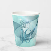 Sparkling-Wirbel 16 . Geburtstag Aquamarin ID652 Pappbecher (Rückseite)