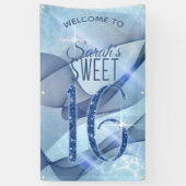 Sparkling-Wirbel 16 . Geburtstag Blue ID652 Banner (Vertikal)