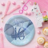 Sparkling-Wirbel 16 . Geburtstag Blue ID652 Pappteller (Party)