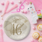 Sparkling-Wirbel 16 . Geburtstag Gold-ID652 Pappteller (Party)