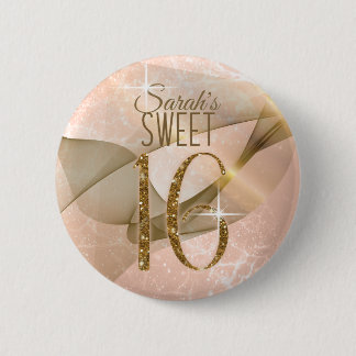 Sparkling-Wirbel 16 . Geburtstag Rose Gold-ID652 Button