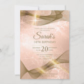 Sparkling-Wirbel 16 . Geburtstag Rose Gold-ID652 Einladung (Rückseite)