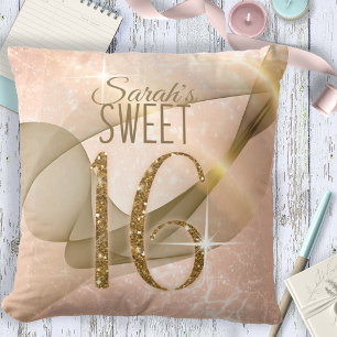 Sparkling-Wirbel 16 . Geburtstag Rose Gold-ID652 Kissen