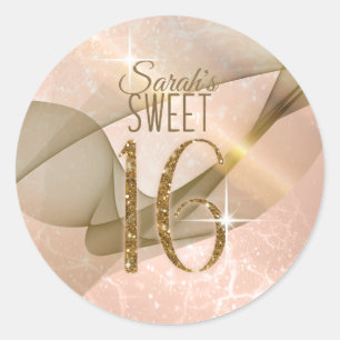 Sparkling-Wirbel 16 . Geburtstag Rose Gold-ID652 Runder Aufkleber